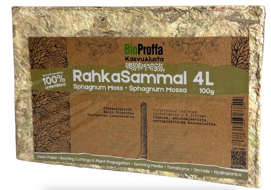 Rahkasammal,  Sphagnum moss, 4-5 litraa, puristelevy 100g - harkko 5 kg, BioProffa