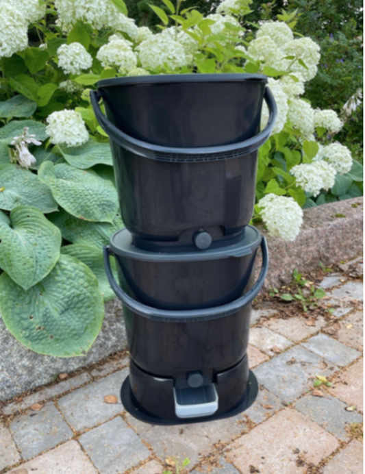 Bokashi Kitchen composter Essential, double set, 15 liters + 1 kg grit, black