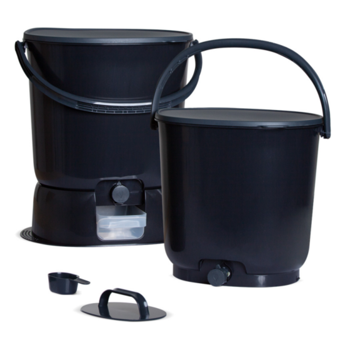 Bokashi Kitchen composter Essential, double set, 15 liters + 1 kg grit, black