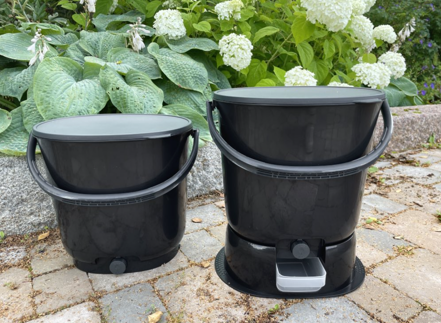 Bokashi Kitchen composter Essential, double set, 15 liters + 1 kg grit, black